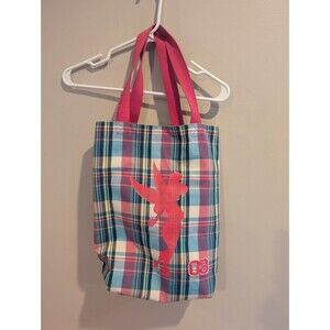 Exc RARE 2008 PATCH Disney Tote Bag TinkerBell Plaid Pink Multi Varsity Chenille